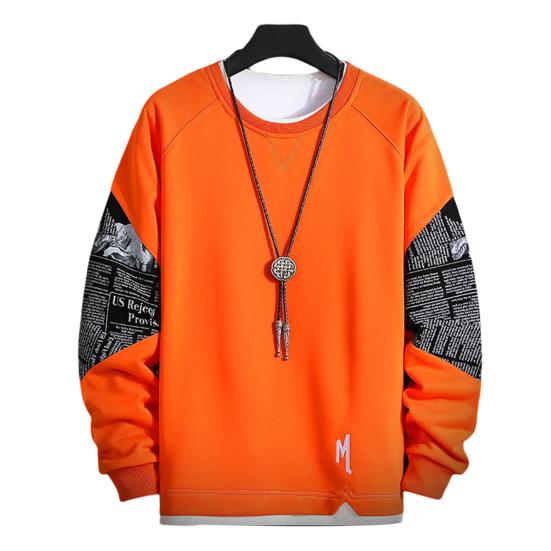 

Пуловер с круглым вырезом, треугольный элемент, трендовая корейская вставка, цветная толстовка, мужской топ, большие размеры XXXXL оранжевый