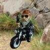 1pc Motorcycle Riding Garden Gnome Statue with Flame Helmet & Peace Sign - Resin Outdoor/Indoor Lawn Ornament, Humorous for home, Tabletop