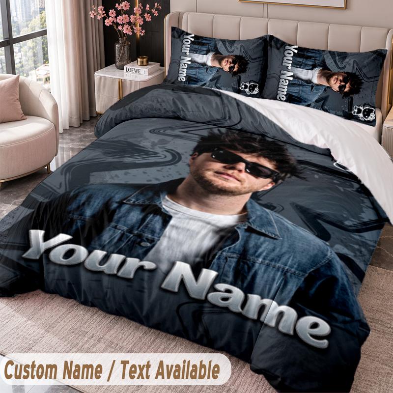 Custom Name Text 3Pcs Bedding Set Alex Warren Duvet Cover And Two Pillowcases