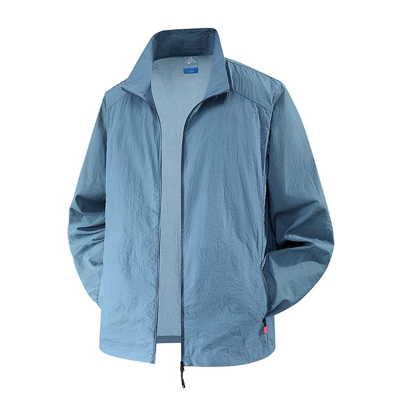 Chaqueta Ligera Oversize para Hombre con Cremallera Completa Protección Solar Abrigos Manga Larga Camisas Solares para Hombre Senderismo Pesca Bolsillos con Cremallera