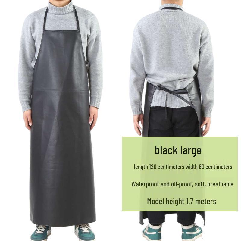 Men's Waterproof & Oil-Proof Leather Apron - Durable, Wear-Resistant, Long-Style for Cooking & Household Tasks