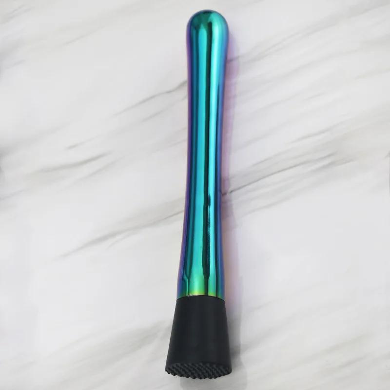 Muddler for Cocktails 8Inch Stainless Steel Cocktail Muddler with Grooved Nylon Head Fruit Crusher