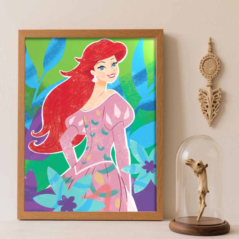 Disney 5D Diamond Painting Set DIY Ariel Handmade Diamond Decorative Painting Home Decoration Round 20x30cm
