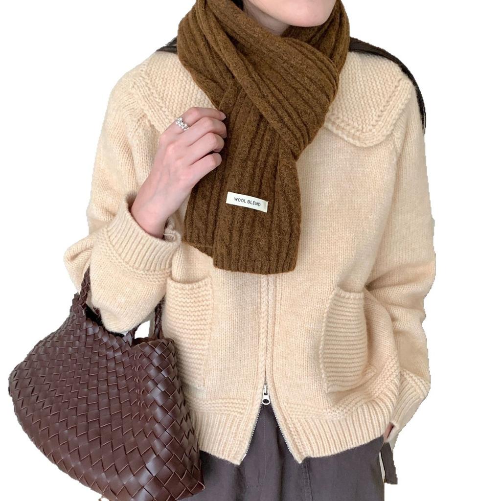 New Autumn and Winter Women's Figure Eight Scarf Wool Blended Knitted Solid Color Sweet Korean Style Versatile Fashionable Warm Scarf