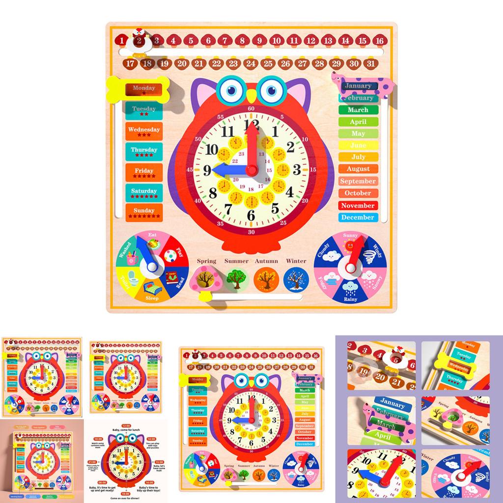 Wooden Calendar Clock Puzzle For Kids Educational Learning Toy For Preschool