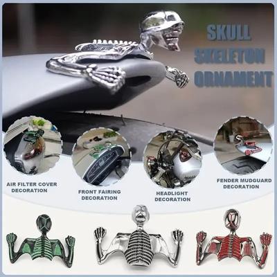 Kšilt světlometu motocyklu Highway Lebka Zombie Ozdoba Přední blatník Ocelová Lebka Kostra Dekorace pro Příslušenství Harley