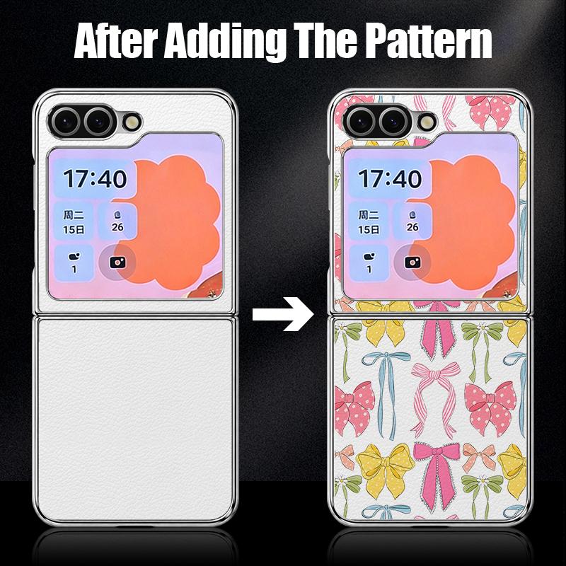 Bow Ties Print Case For Samsung Z Flip 8 7 6 5 Luxury Plating Leather Skin Folding Phone Cover For Galaxy Z Flip8 Flip7 Flip6