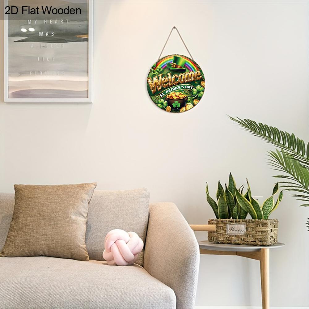 Wooden Saint Patrick's Day Decoration Ornaments Sign - "Welcome St. Patrick's Day" Hats, Clovers, Rainbows -Saint Patrick's Day Gift - Wall or Door
