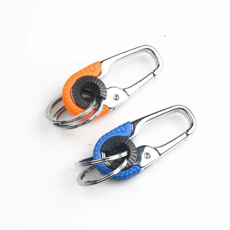 Stylish Men Keychain Hook Double Rings Carabiner Rotating Clasp Key Holder Suitable for Outdoor Climbing and Fishing