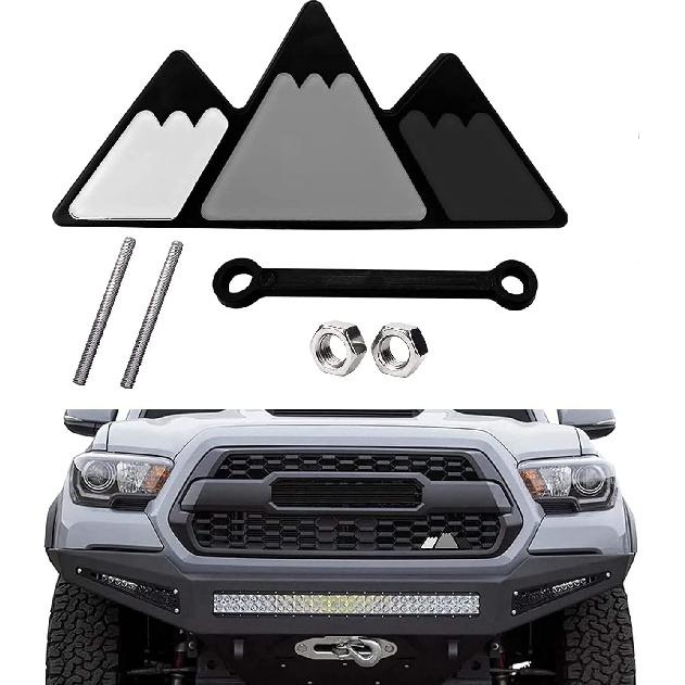 Tri-Color Grille Badge Logo Decoration Emblem for car Truck Label Tacoma 4Runner Tundra Rav4 Highlander's T-G3Y Three-Color Badge Logo Barbecue Grill