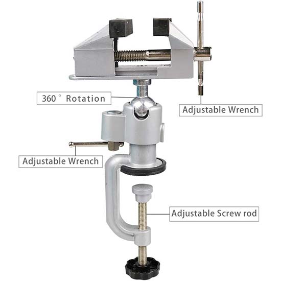 Tischschraubstock Werkstattschraubstock Holzbearbeitungsschraubstock mit Amboss 360° drehbarer Schraubstock für Werkbank Tischklemme Schraubstockzange, Schneiden von Rohren, Bohren, Metallbearbeitung