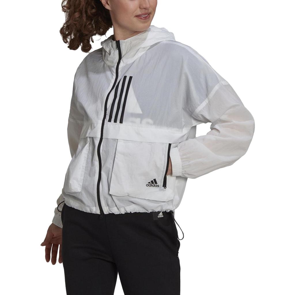 adidas Gestreept Sportjack met Capuchon Casual Damesjas Wit H40963