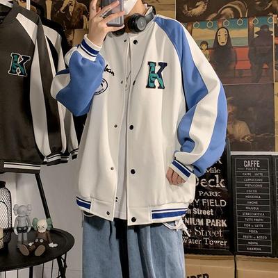 Men's Japanese-Style Spring 2021 Baseball Jacket - Korean Loose Fit for Students & Couples