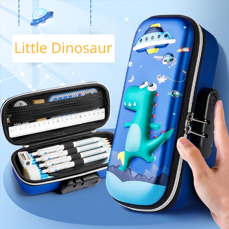 Large Capacity Children's Password Lock Stationery Box, Primary School Pencil Box, Cartoon 3D Three-dimensional Stationery Box, Christmas Gift