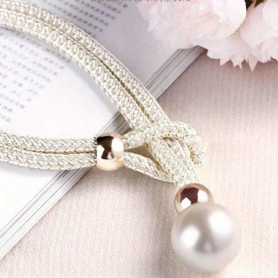 Pearl Curtain Tiebacks, Curtain Pearl Tiebacks, Decorative Fixings, Rope Curtain Tiebacks No Punch Adjustable Pull-outs