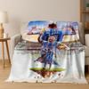 Coperta in Flanella con Disegno Animato M-Messi Capra Stella del Calcio, Coperta Morbida e Accogliente per Casa Camera da Letto Letto Divano Coperta da Picnic