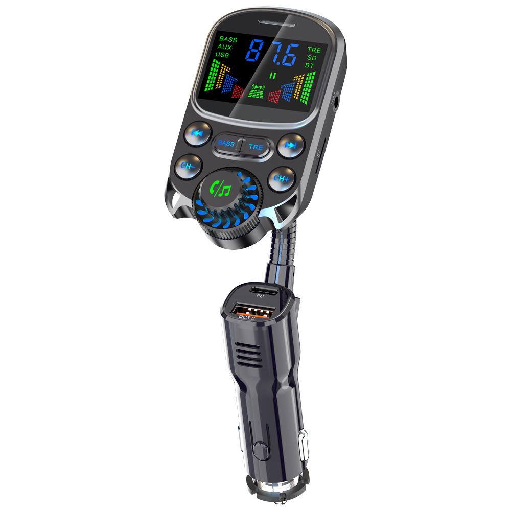 Bluetooth-compatible Car Kit Cigarette Lighter Handsfree FM Transmitter AUX Audio Wireless MP3 Player PD QC3.0 Car Quick Charger