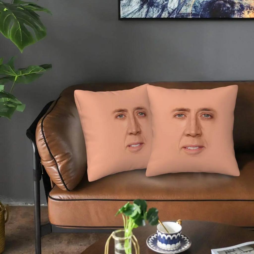 Nicolas Cage - Visage 2 Pièces Housse de Coussin Carrée Housse de Coussin Décoration Coussin Coussin Confortable Pour Maison Chambre à Coucher