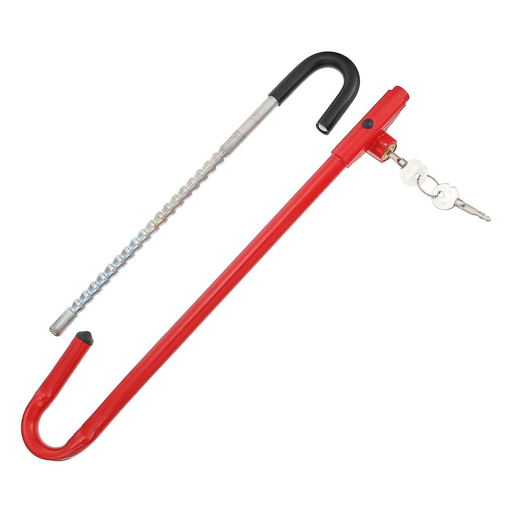 

Универсальный автомобильный противоугонный замок на руль, тормозной замок, противопорезный замок на педаль, стальной замок сцепления, выдвижной двойной крючок красный