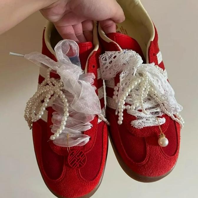 Lace Pearl Bow Shoe Shoelaces Charms for Sneakers Decorative Shoe Flower Buckle Decorative Shoe Fashion Charm Accessories