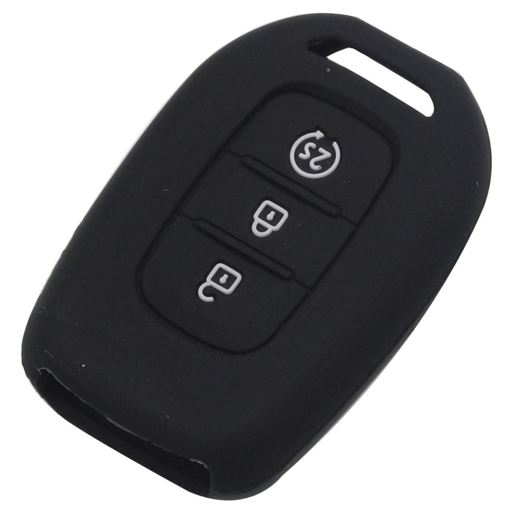 Jingyuqin 3 Buttons Silicone Remote Key Fob Case Cover For Renault Duster Sandero Logan Clio Captur Laguna Scen 2015 2016 2017