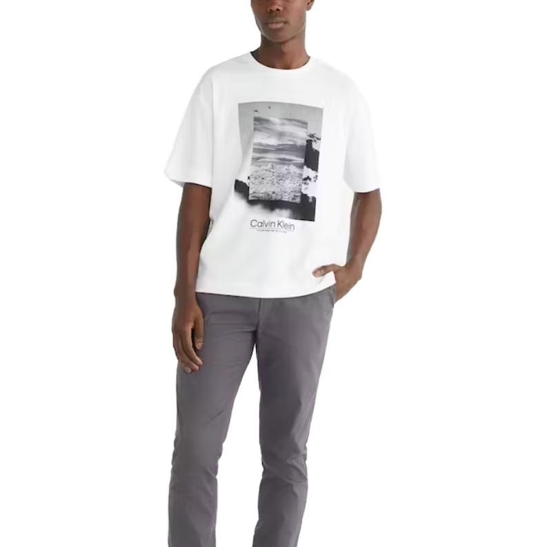 Calvin Klein Graphic Print Crew Neck Short Sleeve T-Shirt Men Tops White K10K111121-YAF
