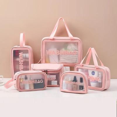 Neues transparentes Kosmetiktaschen-Set, Kulturbeutel-Organizer für Damen, tragbarer Kosmetikbeutel für Reisen, Kosmetiktasche