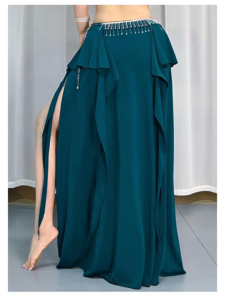 New Style Belly Dance Practice Skirt - Beginner Slimming Slit Long Skirt for Women
