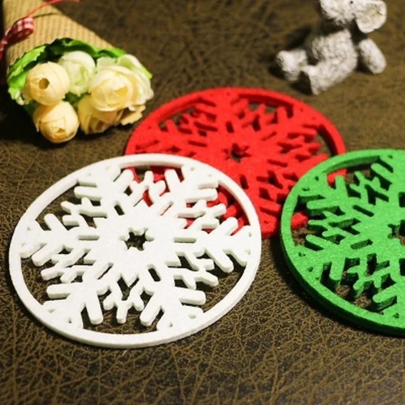 1pcs New Cup Mat Merry Christmas Decorations Snowflakes Cup Mat Non-woven Fabric Dinner Party Dish Tray Home Table Decoration