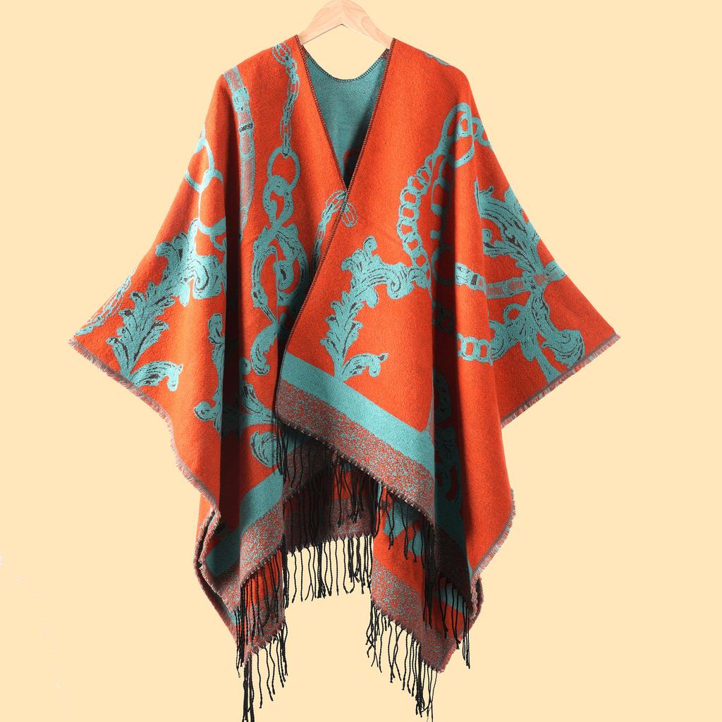 Women S Warm Fashion Jacquard Tassel Scarf Shawl For Office Use