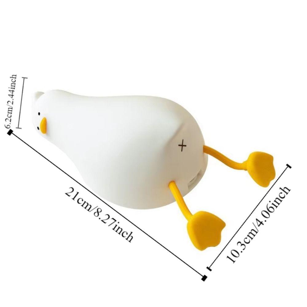 Rechargeable Lying Flat Duck Night Light Tap Control Eye Protection Sleep Atmosphere Light 3 Level Dimmable Silicone