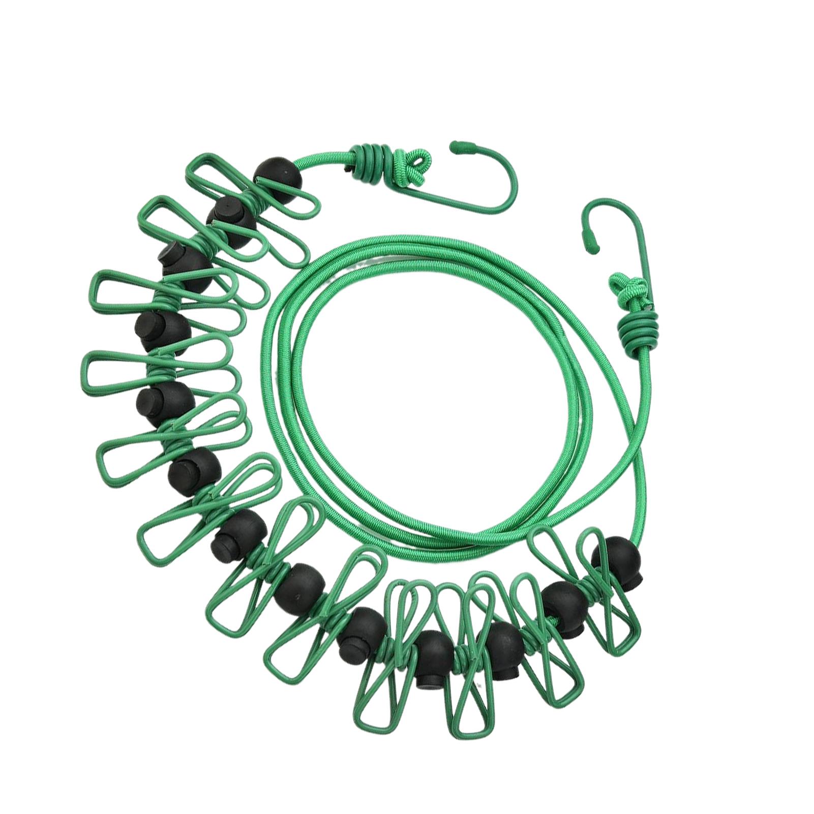 

Кольорові прищіпки Висувна білизняна мотузка для швидкого сушіння Може плавно переміщатися зліва направо зелений