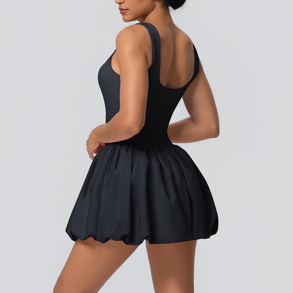 NEW bare feel sports dress with pocket,anti-exposure,tennis wear with bra pads,running, fitness and bodybuilding, sports trends, cycling dress Black