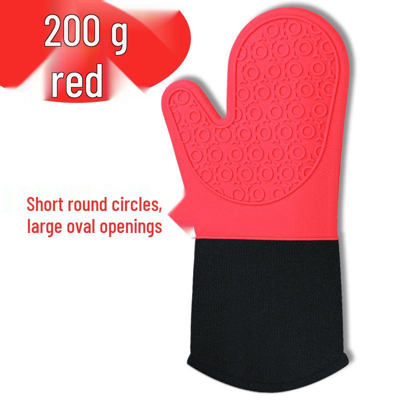 Nine Likes Thick Short Silicone Oven Gloves - Heat Resistant Kitchen Mitts with Two-Finger Design for Baking and Cooking