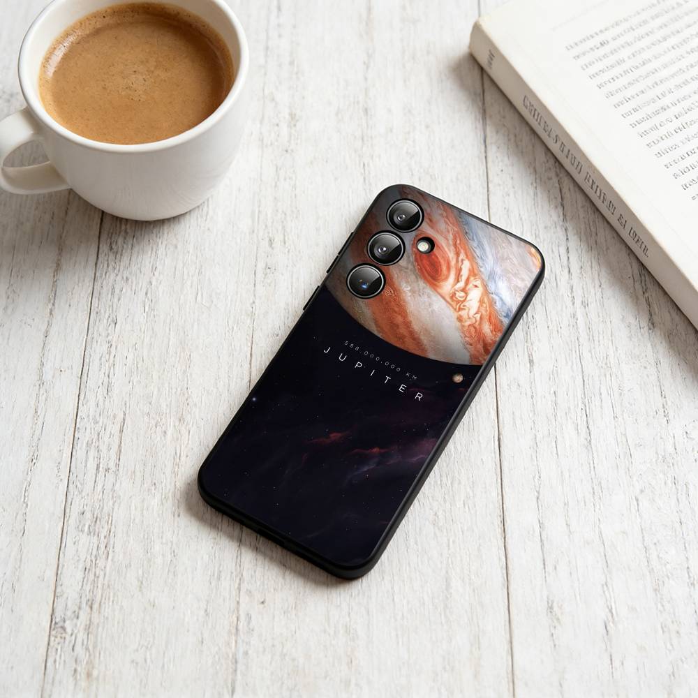 Die acht Planeten im Weltall Handyhülle Schwarzes Silikon Weich Für Samsung Galaxy A73,A72,A71,A70,A53,A52,A51