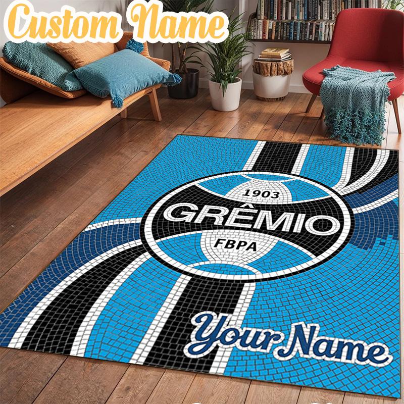 Custom Name Gremio Football Club Emblem Rug Office Rug Chair Mat Non Slip Carpet Rugs for Bedrooms Dining Room Living Room Home Decor Gifts