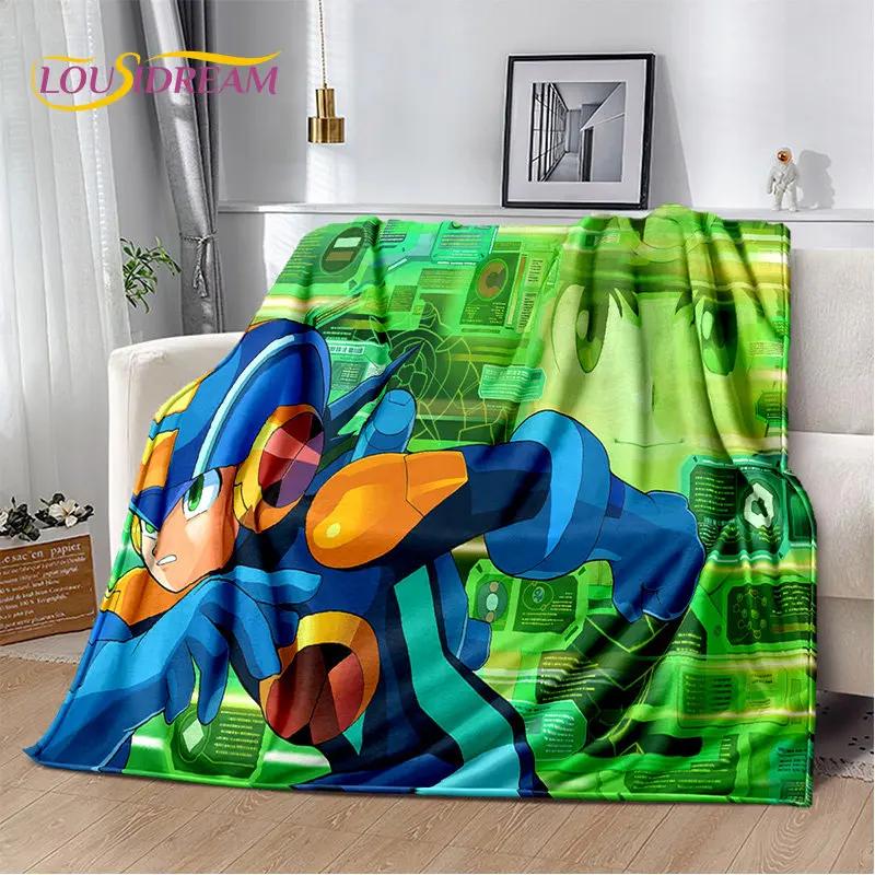 Rockman Megaman Game Cartoon Soft Plush Blanket,Flannel Blanket Throw Blanket for Living Room Bedroom Bed Sofa Picnic Cover Kids