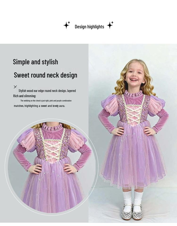 Elsa Princess Dress for Girls - Spring/Autumn Birthday Puffy Skirt