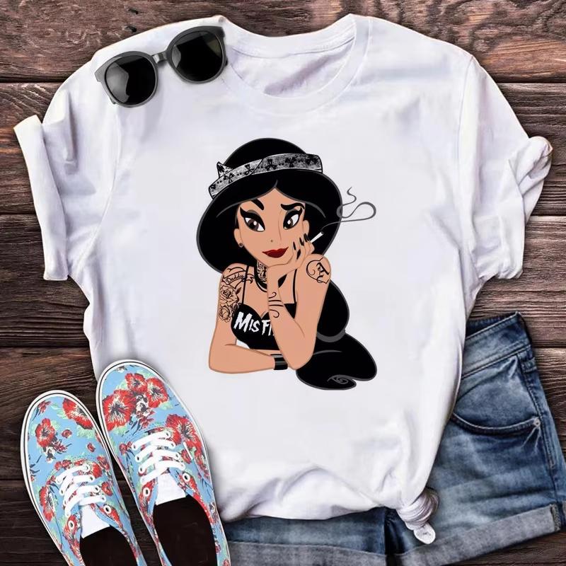 Cool Princess Shortsleeved Trendy Tshirt Unisex Fashion Punk Cartoon Pattern Tshirt Casual Retro Cute AnimeUnisexs