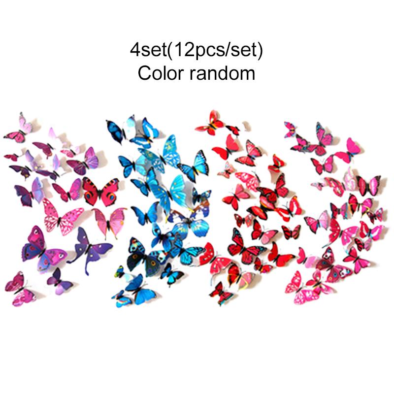 1/2/4set Butterfly Wall Stickers 3D Fridge Decals Wallpaper Household Living Room Butterflies for Wedding Party Decoration TMZ