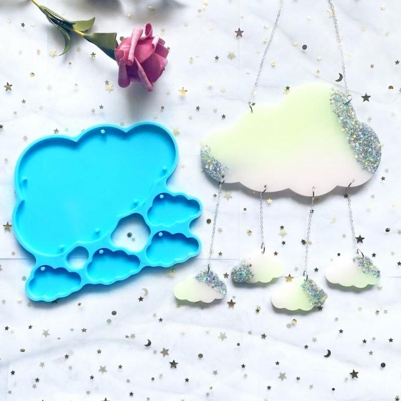 Cloud Combination Pendants Silicone Mold Door Hanging Plate Wall Decoration Crystal Epoxy Resin Mold for  Crafts