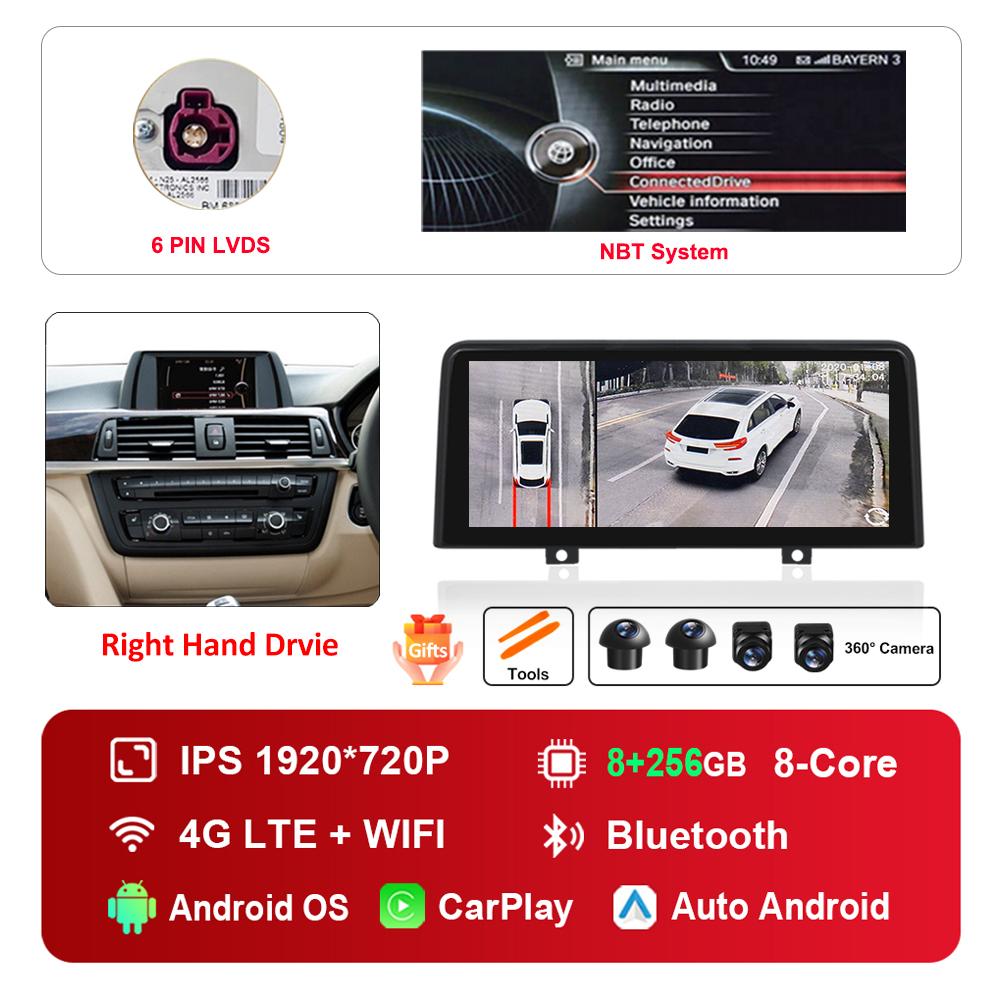 12.3 Inch Right Hand Drvie for BMW 3 4 Series F30 F31 F32 F33 F34 F36 NBT EVO System Android Car Radio Multimedia Player 4G WiFi