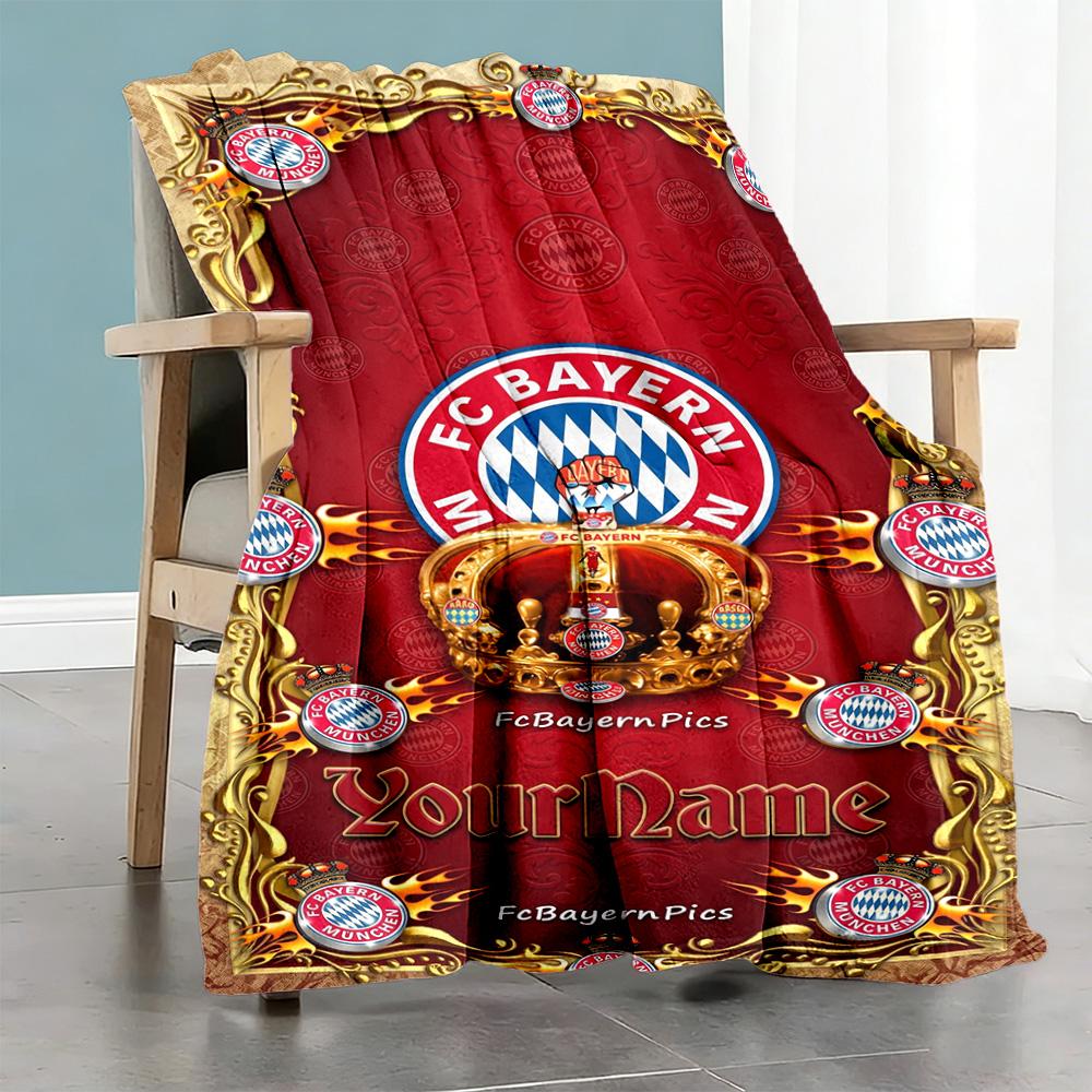 Bayern Munich Personalized Text Blanket Gift Personalized Blanket Soft Warm Cozy Suitable for Couch Living Room Livingroom Nap Four Seasons Universal