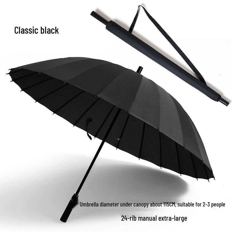 24-Rib Long Handle Large Automatic Umbrella - Double Reinforced, High-End Business and Advertising Use.