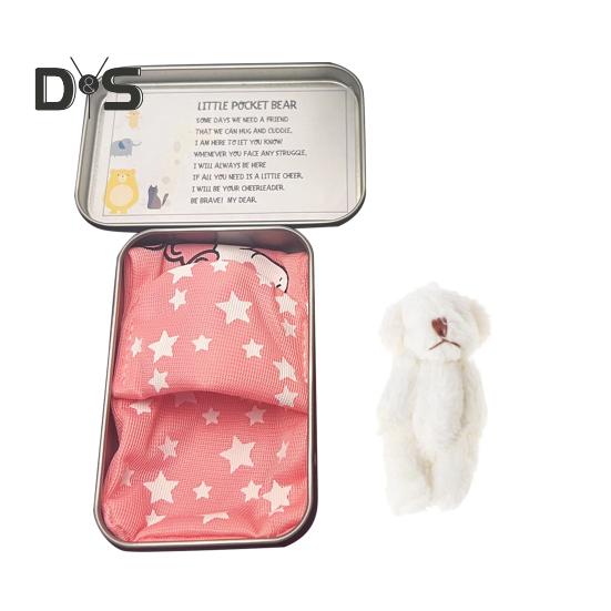 

Маленький карманный плюшевый медведь, плюшевый маленький медведь в жестяной коробке, вдохновляющий маленький карманный медведь со спальным одеялом для выражения сочувствия, рождественский подарок на день рождения