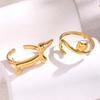 Stainless Steel Dachshund Dog and Cat Rings White Zirconia Inlaid Open Sausage Dog Rings for Women Adjustable Animal Jewelry