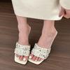 Fashion Women's Slippers Fashion Open Toe Braided  2025 Summer New Casual Print Designer Beach Women's Stiletto High Heels