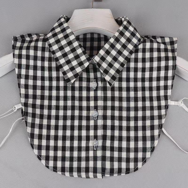 Ins Fake Collar Plaid Shirt Detachable Collars Solid Shirt Womens Dickie Collar White Girls Top Clothes Dickey Collar For Women