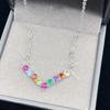 POMOiii New Imitation Seven-color Rainbow Natural Tourmaline Pendant Necklace Women's Collarbone Chain