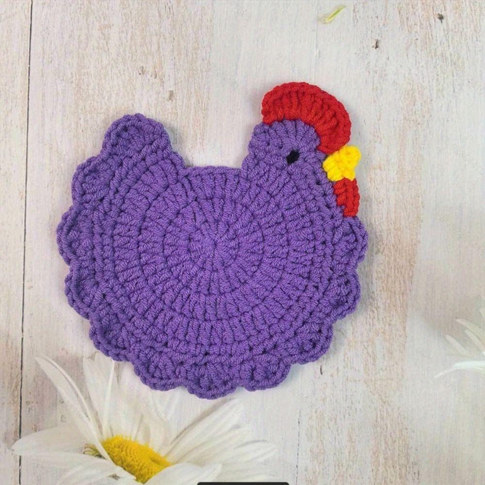 Cartoon Design Crochet Coaster Soft Fabric Insulation Placemat Woven Cup Mat  Halloween Decorative